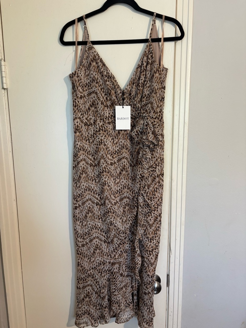 Bardot Taupe and Brown Printed Midi Slip Dress